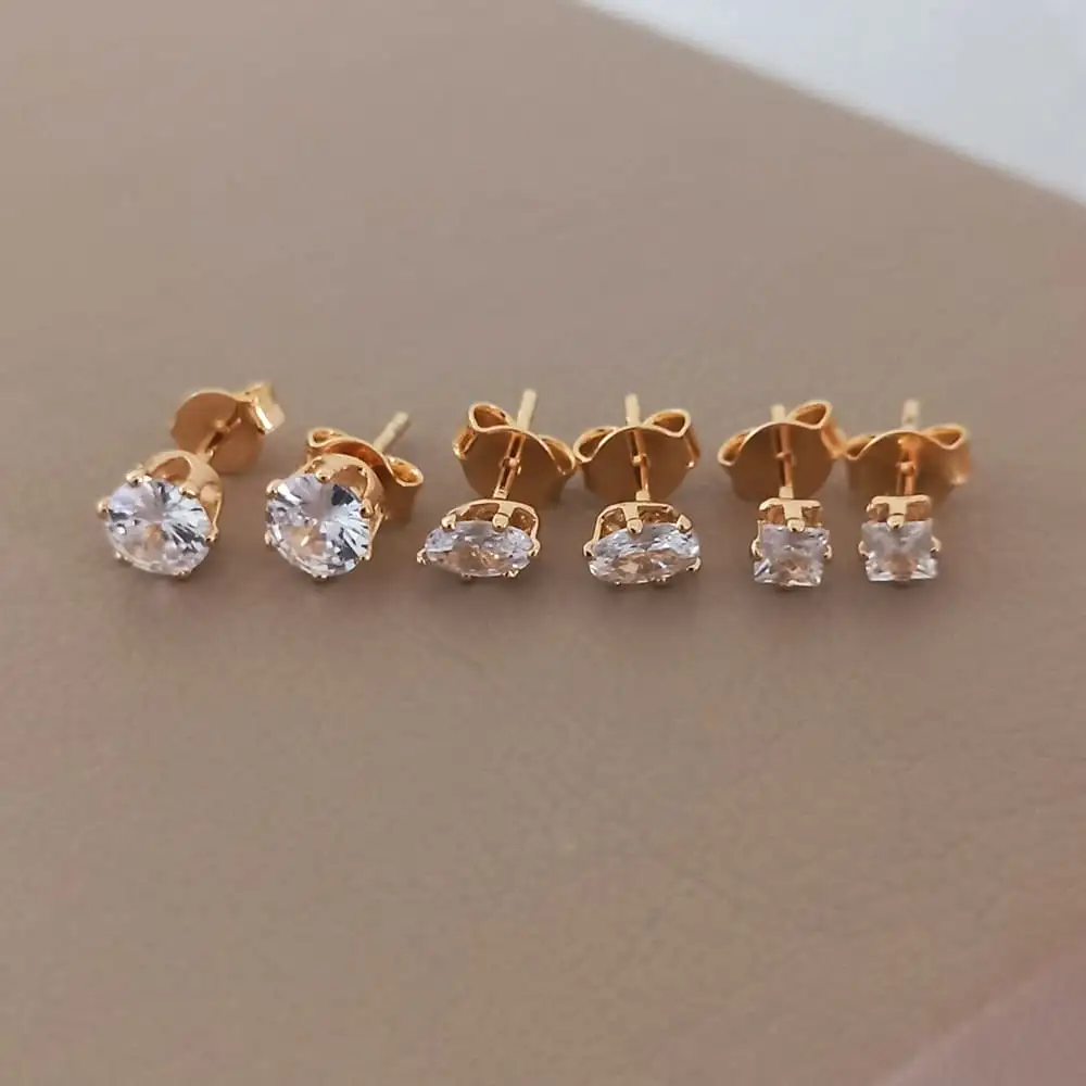 TRIO DE BRINCOS REDONDO CRISTAL